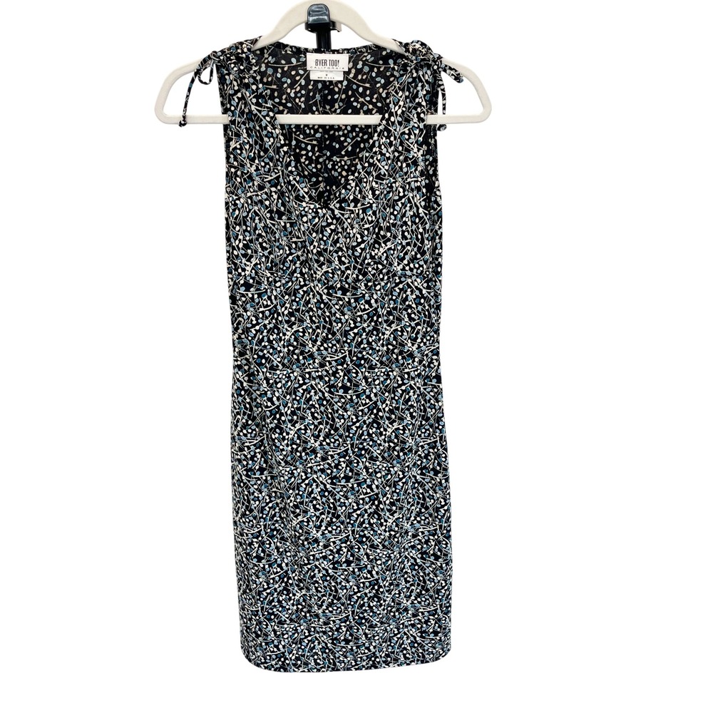 Byer Too California Vintage Y2K Blue Abstract Floral Midi Dress Size Medium